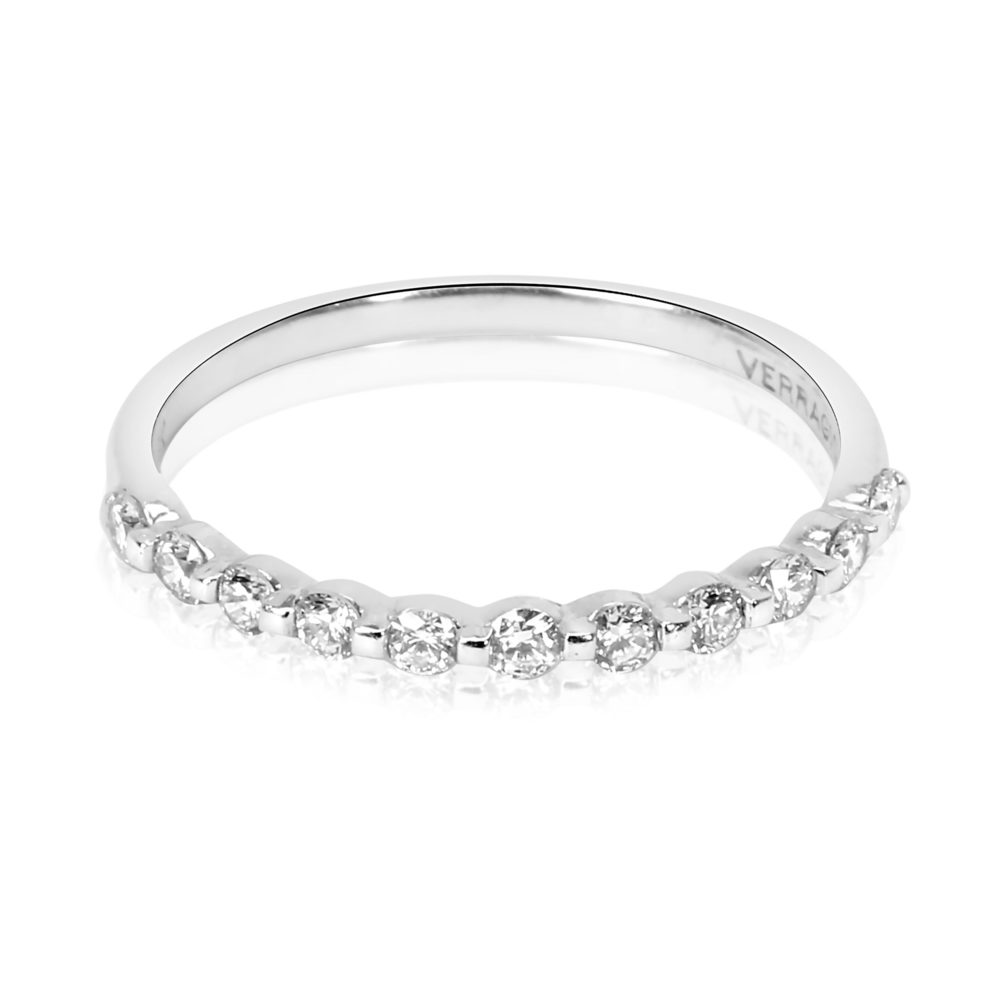 Verragio Single Prong Diamond Wedding Band in 18K White Gold